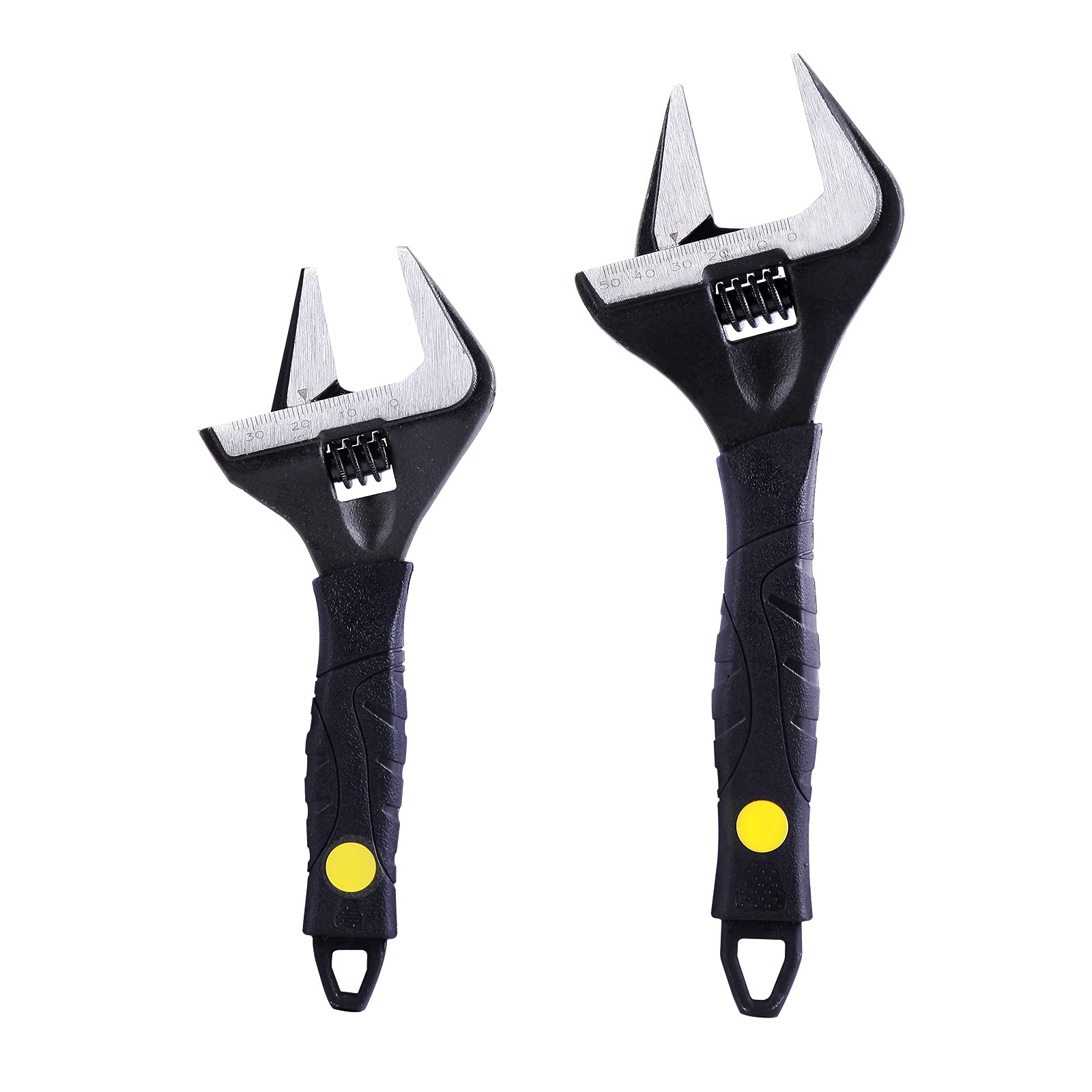 Sharp-tec Adjustable Spanner Set, Wide Jaw Opening Adjustable Wrench, Heavy-Duty Plumbing Tools for Plumbers, 6 inch/165mm and 10 inch/265mm