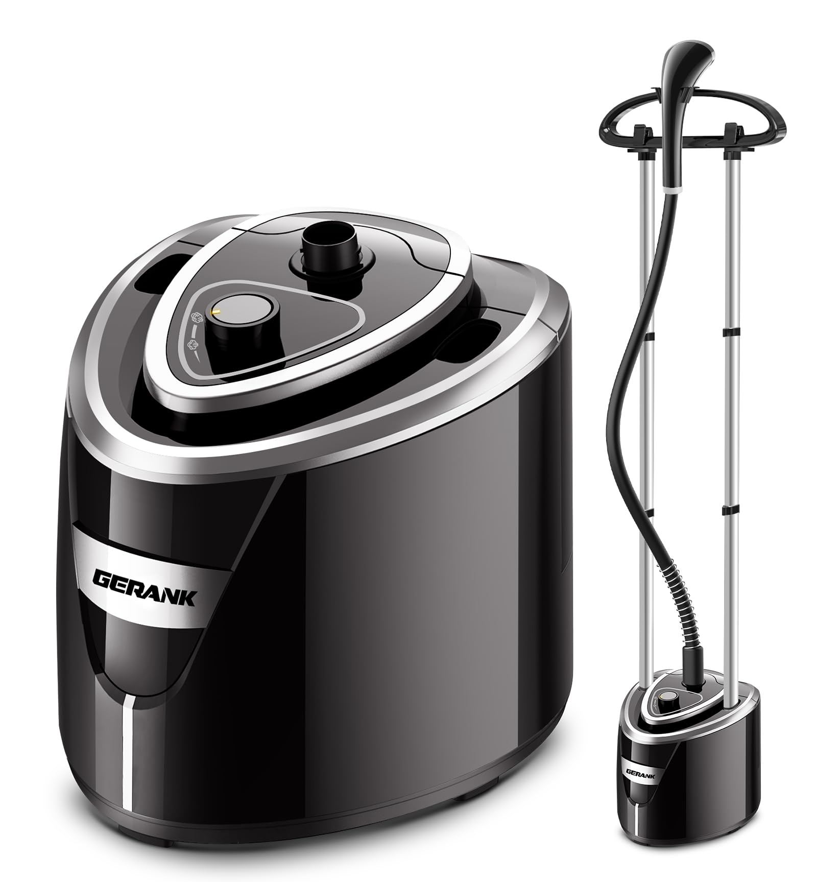 Gerank Steamer for Clothes, 1500W Standing Garment Steamer with 35s Fast Heating, 2.5L Water Tank for 1.5H Steaming, Adjustable Height Stand with Clothes Hanger, Professional Wrinkle Removal