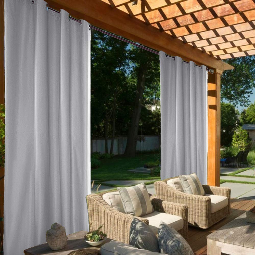 Outdoor Curtain Garden Patio Gazebo Sunscreen Blackout Curtains, Thermal Insulated Curtains with Grommet | Waterproof& Windproof&UV-protection & Mildew Resistant (Gray, 2 Panels, 54" x 84")