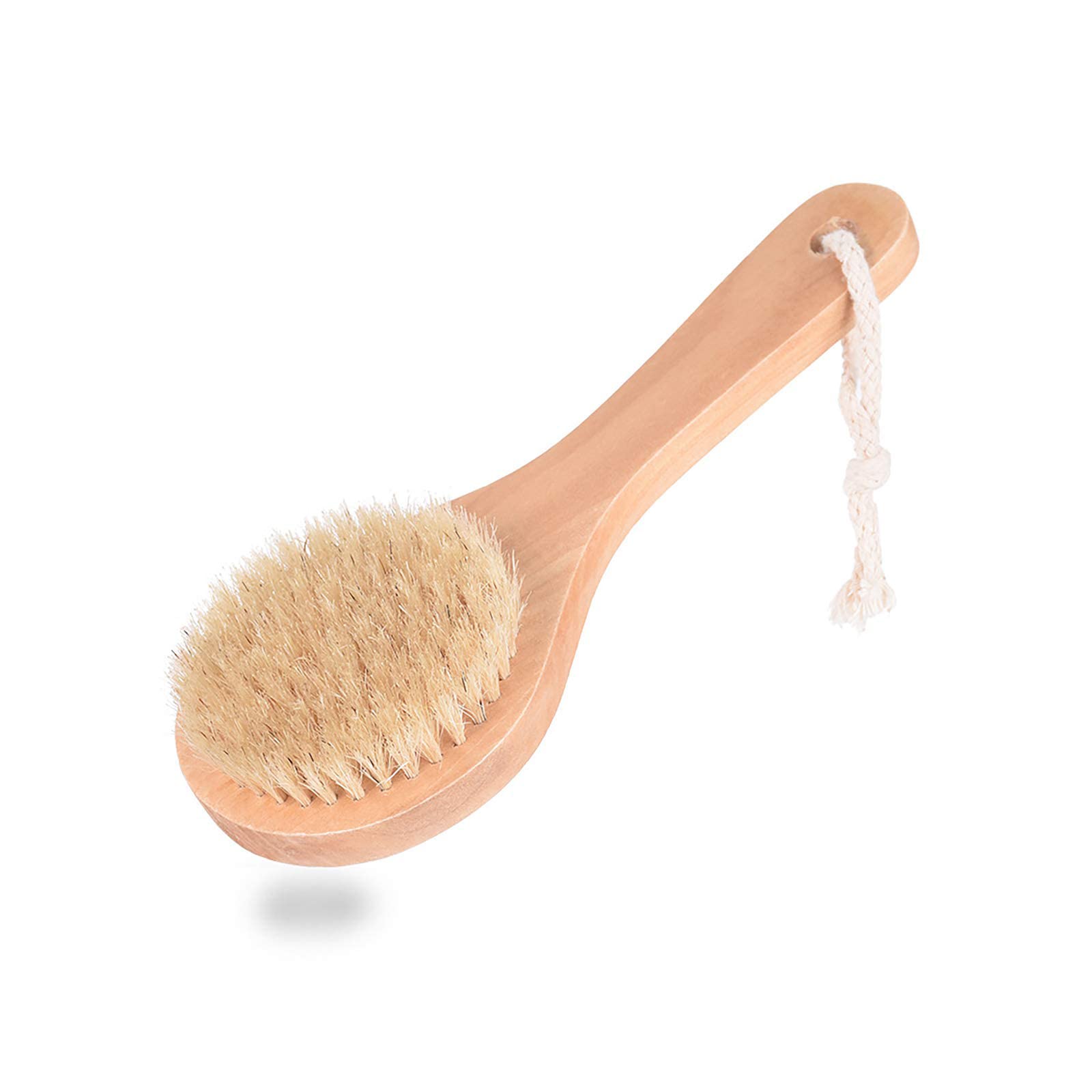Natural Soft Bristle Back Scrubber Short Handle Bamboo Wood Body Brush