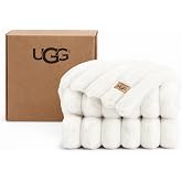 UGG Channel Throw Blanket, Fluffy Faux Fur Blanket, 50" x 70", White (Snow) | Striped Bubble Blanket for Couch or Bed, Plush &amp; Warm, OEKO-TEX Compliant, Machine Washable, Cozy All-Season, Bedroom Decor