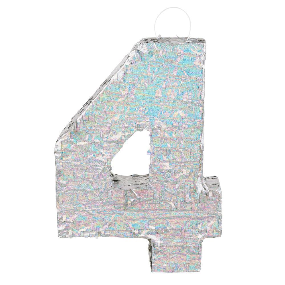Boland - Numbers Pinata Size 40 x 28 x 8 cm Holographic Number Silver Anniversary Birthday Decoration Party Game