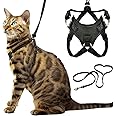 Houdini™ Escape Proof Cat Harness and Leash Set by OutdoorBengal for Walking Cats and Kittens (Vegan Leather, Large Cat)