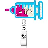 Cartoon Syringe Badge Reel - Cute Retractable ID Badge Holder Gifts for Nurses, Doctors, Medical Assistants, Healthcare Workers, and Students for Nurses Day, Christmas, Birthdays, and Graduations