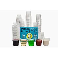100 Shot Glasses Premium 1oz Clear Plastic Disposable Cups, Perfect Container for Jello Shots, Condiments, Tasting, Sauce, Di