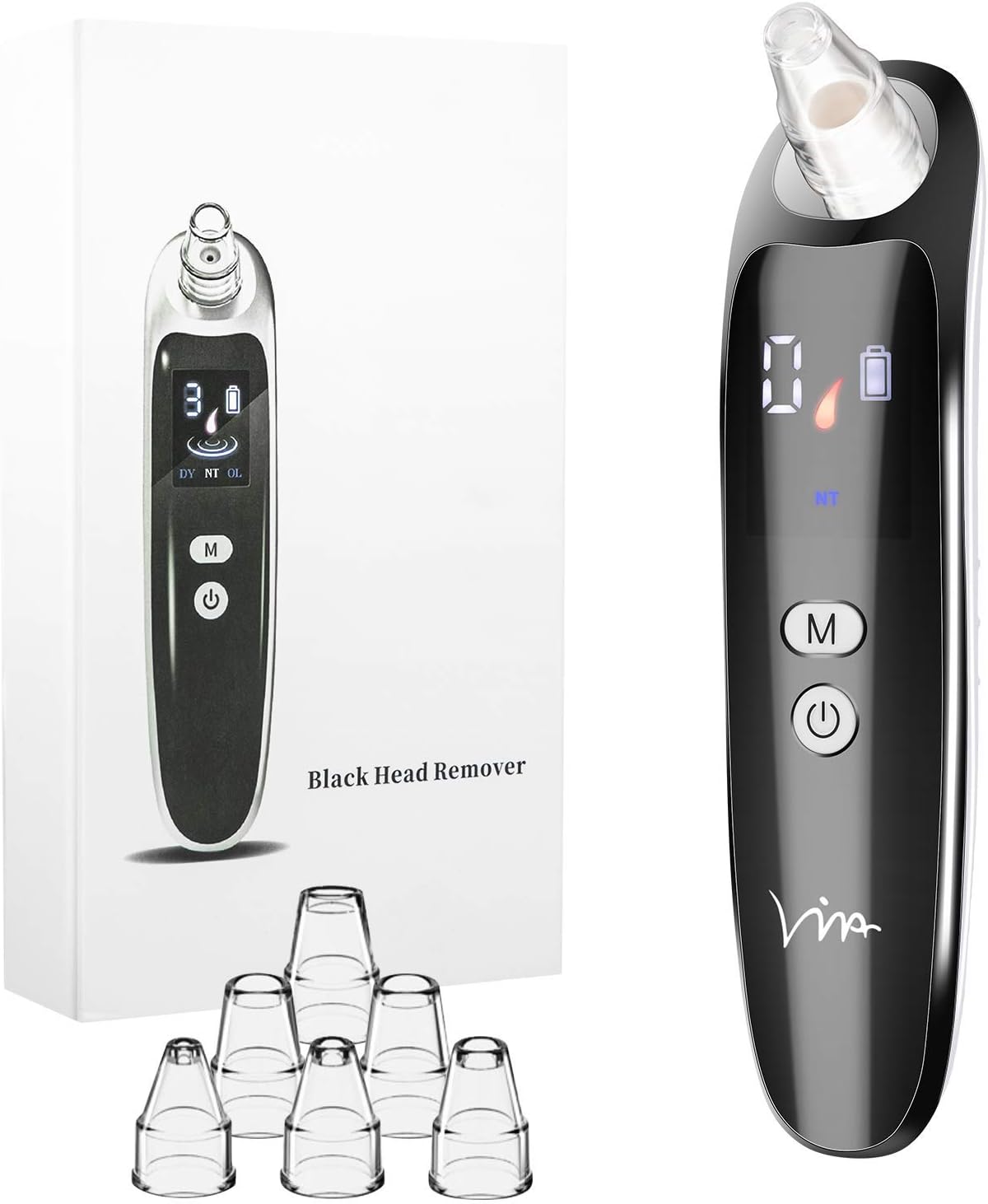 Blackhead Remover Pore Vacuum - 2020 USB Rechargeable Blackhead Extractor Tool Machine with LCD Display and 6 Replacement Probes,Electric Comedo Suction Device for Acne and Dead Skin