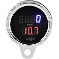 Universal 2 in 1 Waterproof LED Digital Voltmeter Tachometer Gauge Metal Odometer Speedometer for Motorcycles