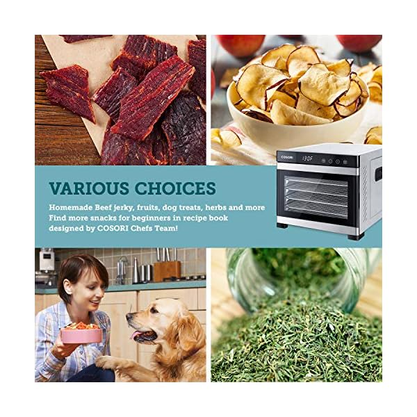 COSORI Premium Food Dehydrator Machine(50 Free Recipes), 6 Stainless Steel Trays with Digital