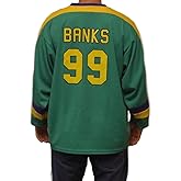 Adam Banks #99 Ducks Hockey Jersey - 90s Halloween Costume Sports Movie Gift - Team Player Group Green Uniform Ice Sweater