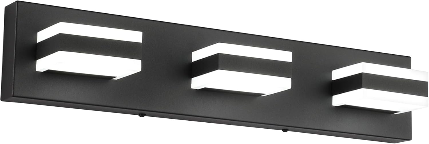 SOLFART LED Modern Black Bathroom Vanity Lights Over Mirror 3 Lights Acrylic Bath Wall Lighting S8568 - - 