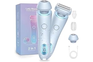 YIZER Livora Electric Shaver for Women,Razor for Women,2 in 1 Wet & Dry Waterproof Electric Razors,Silk Glide Pro Shaver with Removable Head for Leg Arm Underarm Bikini Area,Blue