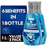 Crest Pro-Health Advanced Mouthwash, Alcohol Free, Multi-Protection, Fresh Mint, 1 L (33.8 fl oz), Pack of 2