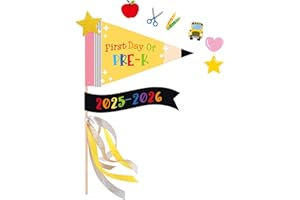 AISOSIKS First Day of PRE-K Pennant Flag for Kids, Photo Prop, Preschool Back to School Decorations Supplies, Preschool PRE K Back to School Flags
