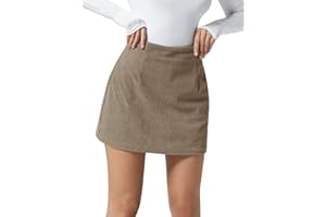 Wenrine Womens Corduroy Mini Skirt Casual High Waist A-line Fall Winter Bodycon Short Pencil Skirts
