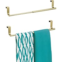 mDesign Adjustable, Expandable Over Kitchen Cabinet Towel Bar Rack - Hang on Inside or Outside of Doors, Hold Hand, Dish, Tea