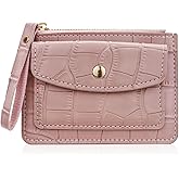 MultiValue Slim Wallet, Leather Front Pocket Wallets Small Lightweight Credit Card Wallets with Zipper Snap Pocket Credit Card Holder for Women Ladies (Pink)