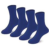 4-Pack Combed Cotton Viscose Kids Casual Socks Cool Crew Fashion Neon & Solid Colors Dress Socks Elastic Fit for Girls Boys