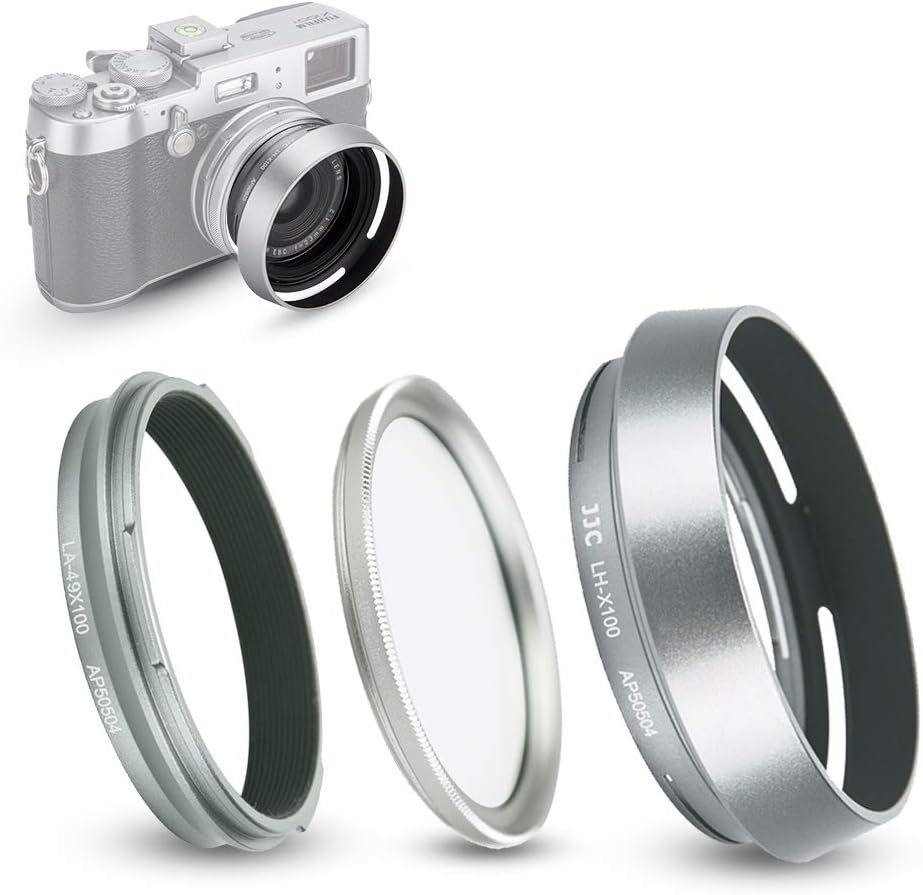 Lens Hood Adapter Ring UV Filter Kit for Fujifilm Fuji X100 X100VI X100V X100F X100S X100T X70 Camera Replaces Fujifilm LH-X100 Lens Shade AR-X100 Adapter Ring
