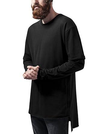 Urban Classics TB1387Herren Sweatshirt Long 2 in 1 Terry Crew