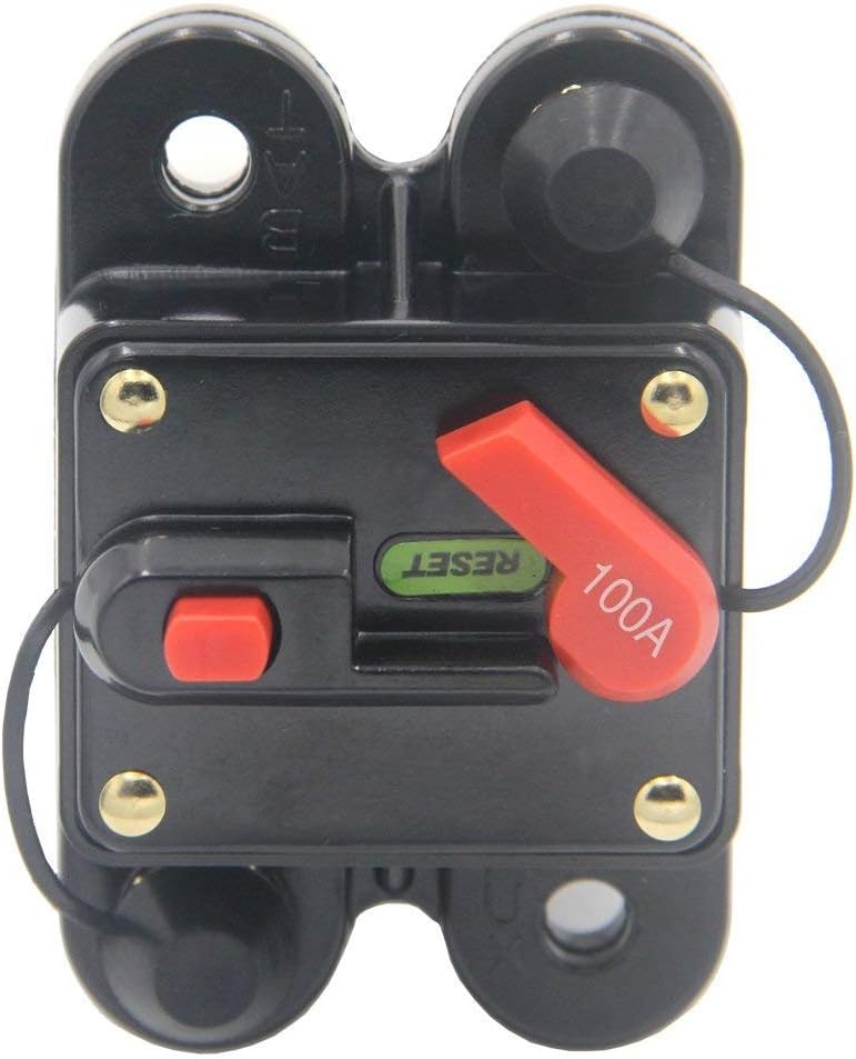 ANJOSHI Circuit Breaker 100amp 50A-300A with Manual Reset Home Solar System Fuse Holder for Car Audio and Amps Protection 12V-24V DC Reset Fuse Inverter Replace Fuses