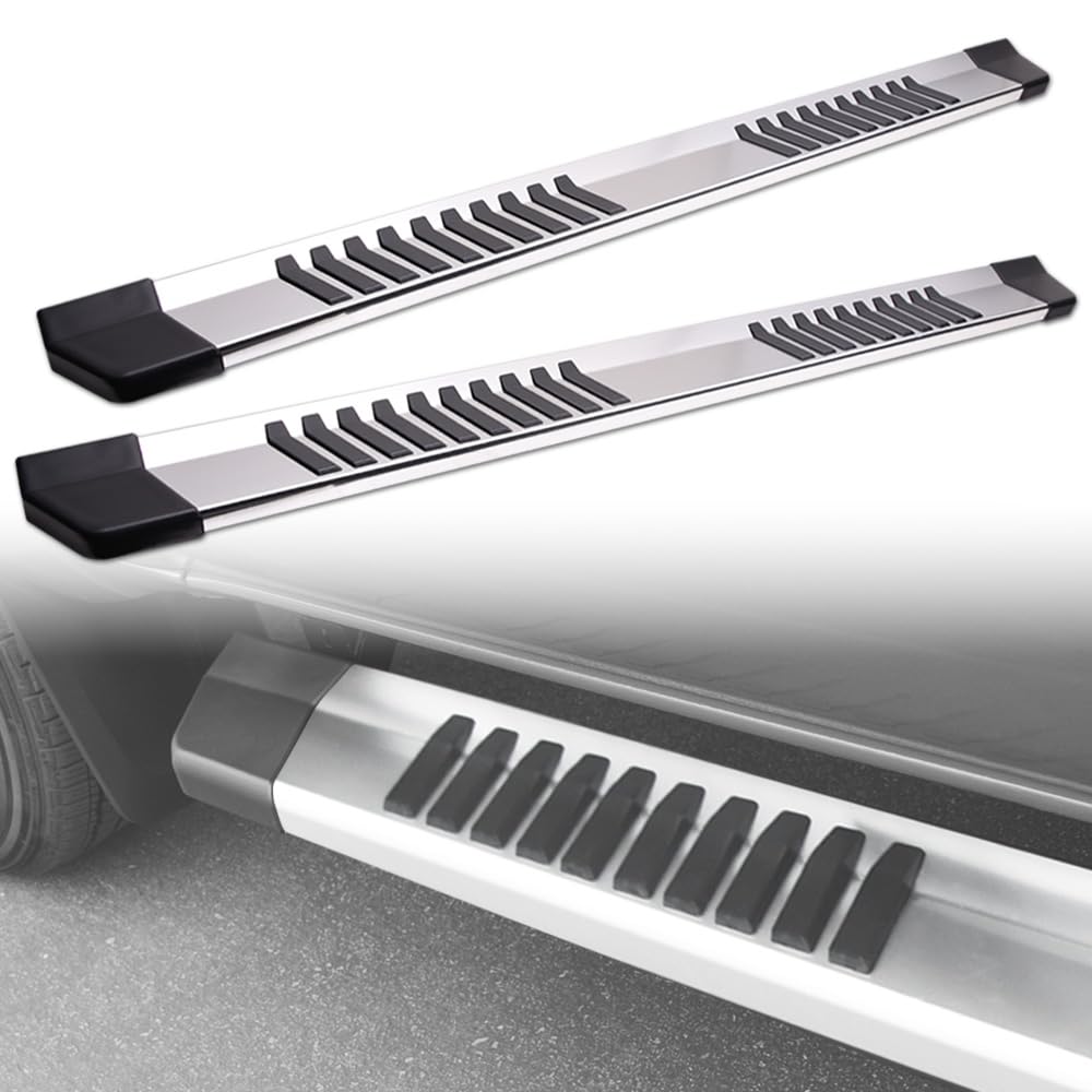 Photo 1 of Armordillo 6" OE Style with Polymer Stripes Aluminum Running Boards|Compatible with 2005-2023 Toyota Tacoma Double (Crew) Cab|8735886|Silver|Side Step Nerf Bars