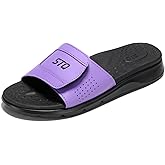 STQ Orthopedic Slides for Women Memory Foam Sandals Arch Support Slide Sandals with Adjustable Hook and Loop