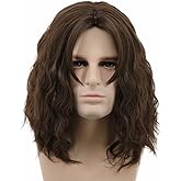 karlery Men Fluffy Short Curly Brown Wig Halloween Cosplay Wig Anime Costume Wig (2)
