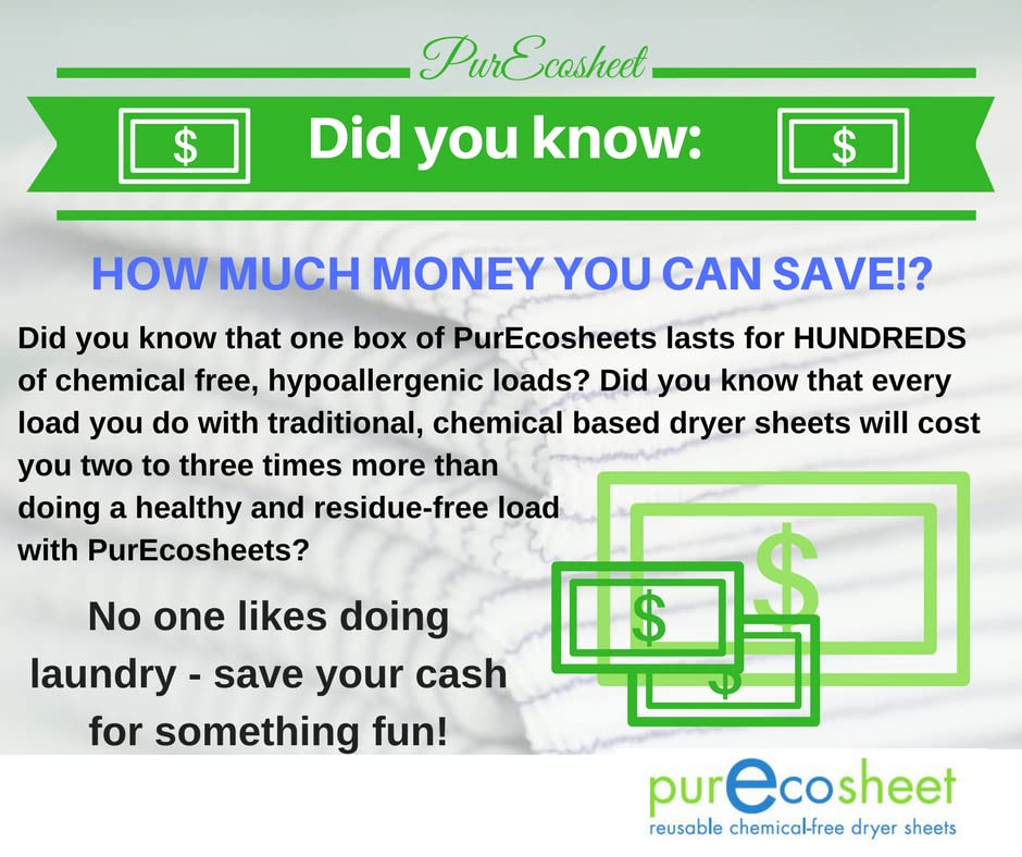 Purecosheet Reusable Dryer Sheets Cost Effective (500+ Loads), Chemical Free & Vegan Dryer
