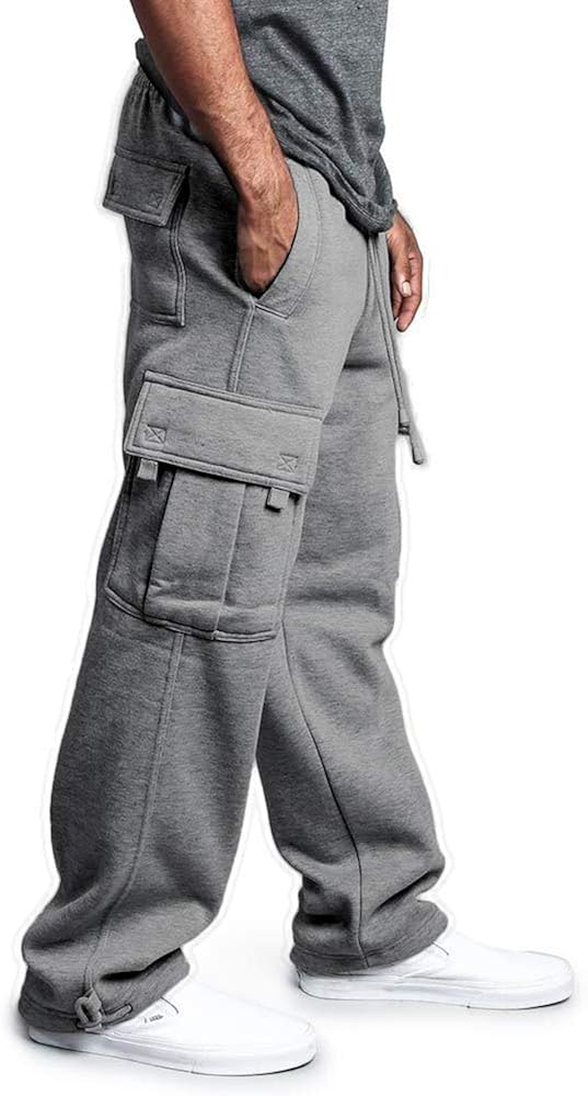 mens fleece cargo pants with pockets