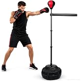 Freestanding Boxing Bar with Punching Bag - 360&deg;Spinning Reflex Bar | Height Adjustable Boxing Speed Trainer, Heavy-Duty Base for Home Gym