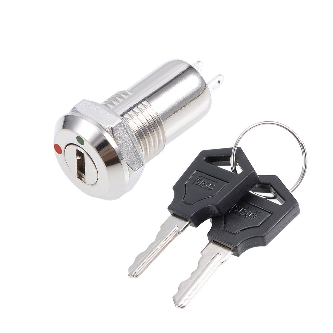 Sourcingmap 1Pcs 11.5mm 2 Positions NO NC Electric Key Lock Push Button Switch S1203