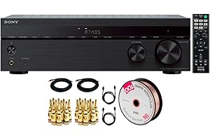 Sony STR-DH790 7.2ch Home Theater Dolby Atmos AV Receiver with 100FT Select Series 16 AWG Speaker Wire, 2X Brass Speaker Banana Plugs (5-Pair), 2X 15FT Coaxial A/V RCA Cable, 2X 6FT HDMI