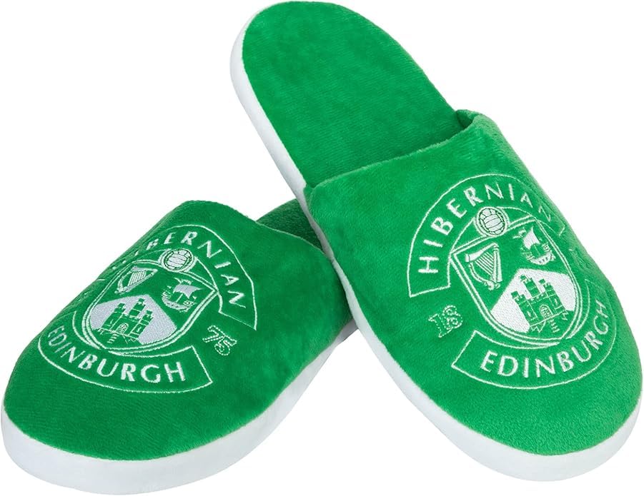 FOCO Scottish Premier League SPL Football Hibernian Fan Comfy Slide Slippers Mens Size 12/13