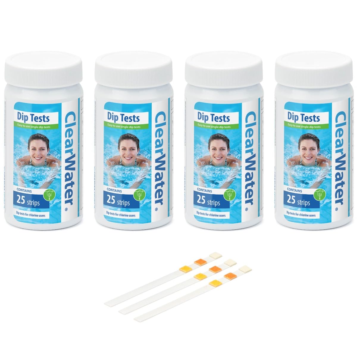Clearwater Hot Tub, Pool and Spa Test Strips x 100-3 in 1 - Measures Chlorine, PH and Total Alkalinity