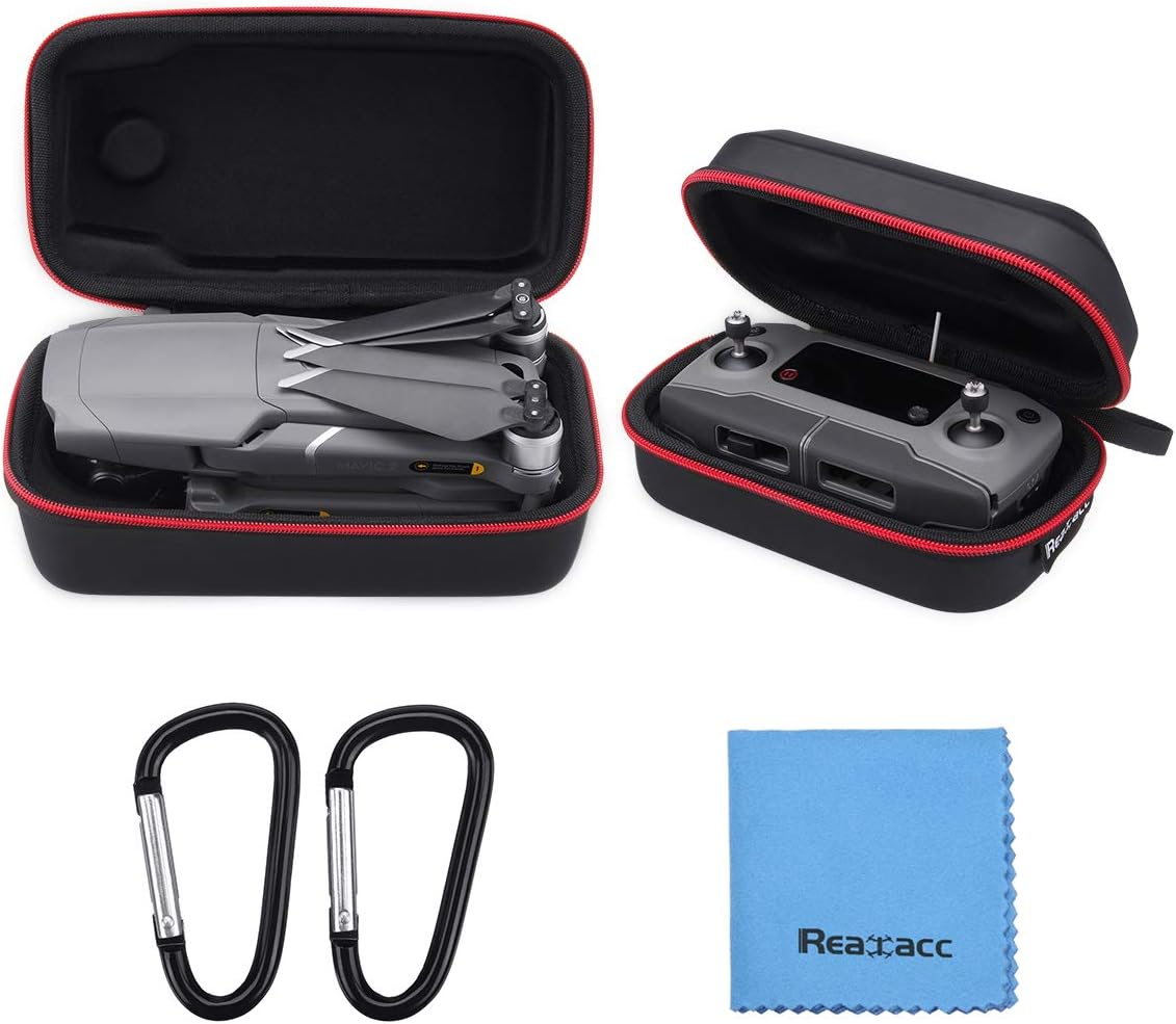 Realacc Carrying Case for DJI Mavic 2 Pro/Zoom,Anti-Shock and Waterproof for Drone Body and Remote Controller Transmitter，Extra Carabiner and Wipe Cloth