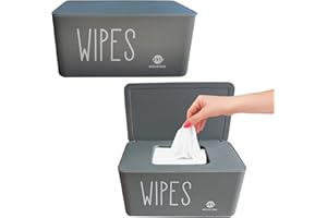 Moorfowl 2 Pack Baby Wipes Dispenser,Upgarde Size(8.2L x 4.9W x 3.9H inches),Baby Wipes Container Holder for Bathroom Flushable Wipe Box Dispenser for Home Office Car (2 Grey)