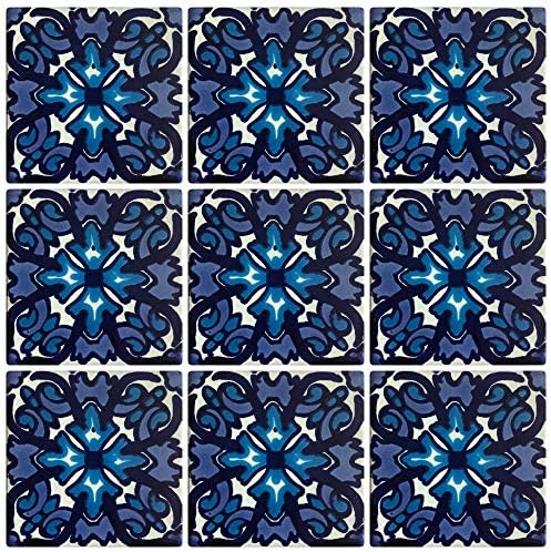 Ceramic Talavera Mexican Tile 4x4", 9 Pieces (NOT Stickers) A1 Export Quality! - EX127