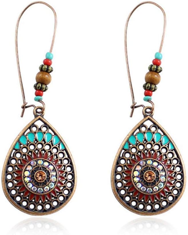 Diadia Elegant Vintage Bohemian Style Water Drop Geometric Pendant Women's Earrings Jewelry Mothers Day