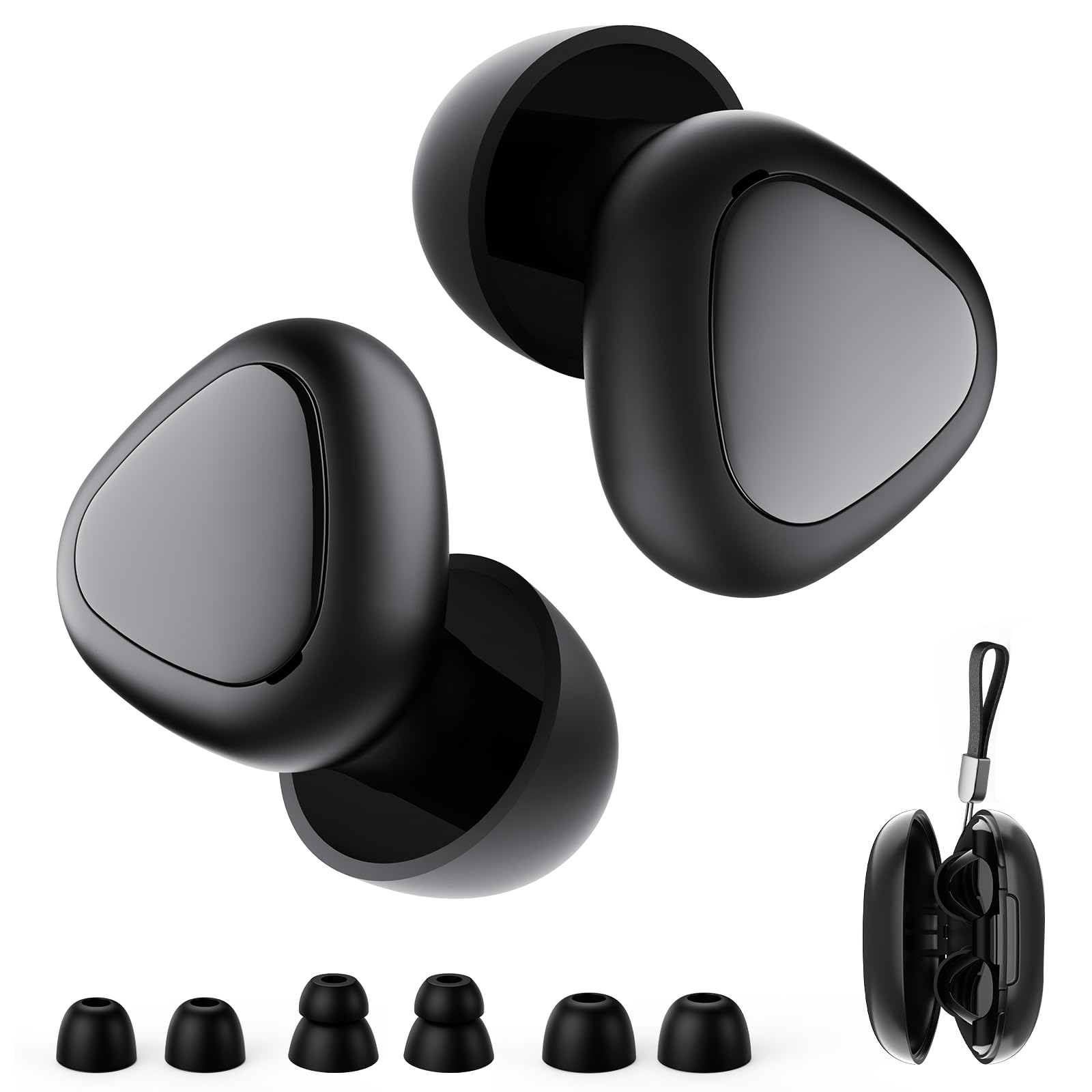 Photo 1 of Nepagz Ear Plugs for Sleeping Noise Cancelling, 45dB Reusable Silicone Earplugs with 6 Eartips and Carry Case, Ear Plugs for Concert & Hearing Protection, Sleep, Travel, Focus & Noise Reduction, Black