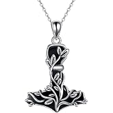 CUPENDA Thor Hammer Necklace 925 Sterling Silver Mjolnir Tree of Life Pendant Necklace Viking Vegvisir Jewelry for Women wife Mom