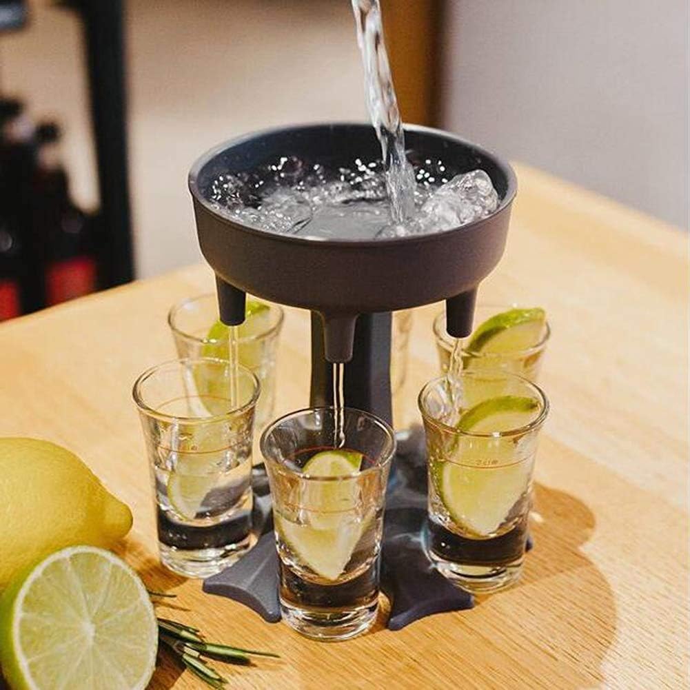 6 Shot Glass Dispenser and Holder,Cocktail Dispenser Holder,Outdoor Wine Glass Dispenser,Glass Carrier Dispenser for Filling Liquids, Party Holiday Family Dinner Wine Glass Dispenser(No Cups)