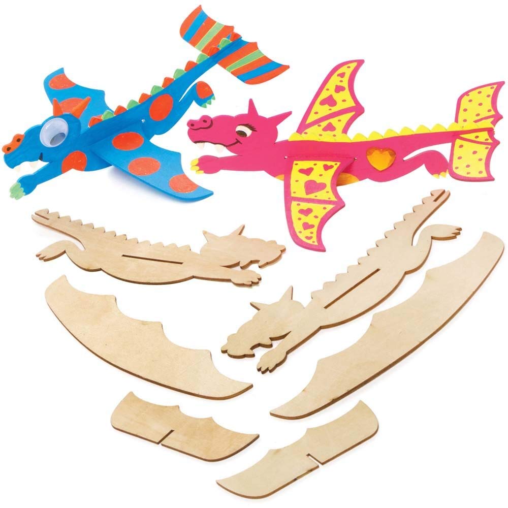 Baker Ross Dragon Wooden Gliders - Pack of 8, Chinese New Year Craft Kit, Crafts for Kids (FE239)