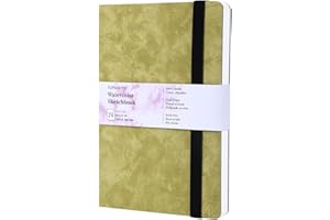 tumuarta Watercolor Sketchbook, 7.5x5, 140 LB, 300GSM, 100% Cotton Paper, Cold Press, 24 Sheets,48 Pages, Watercolor Journal for Use As Travel Sketch Book and Mixed Media Pad On The Go