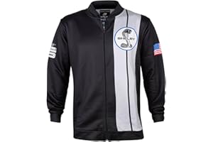 CARROLL SHELBY Shelby American Black Two Stripe Track Jacket | Performance, Quick Dry, Moisture Wicking Fabric | Officially Licensed