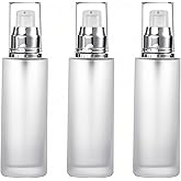 Doromy 3Packs Transparent Cosmetic Container Jar Vials with Silver Cap Empty Refillable Frosted Glass Pump Bottles Travel Glass Lotion Bottle For Cosmetics, Lotion, Body Cream, Sanitizers, Cream 2oz