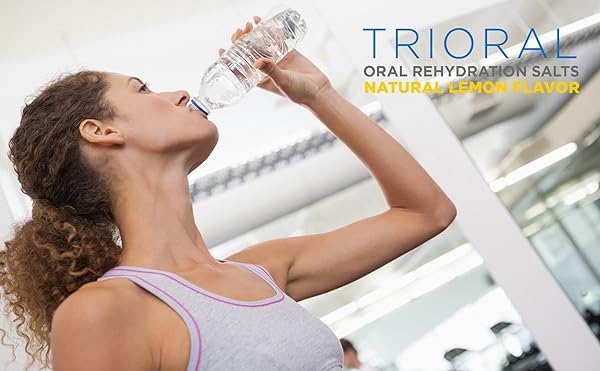 TRIORAL NATURAL LEMON W/ STEVIA ORAL REHYDRATION SALTS (WORLD HEALTH ORGANIZATION NEW FORMULA FOR FOOD POISONING, HANGOVER PREVENTION AND RELIEF, DEHYDRATION FROM DIARRHEA (25 PACKETS/BOX)