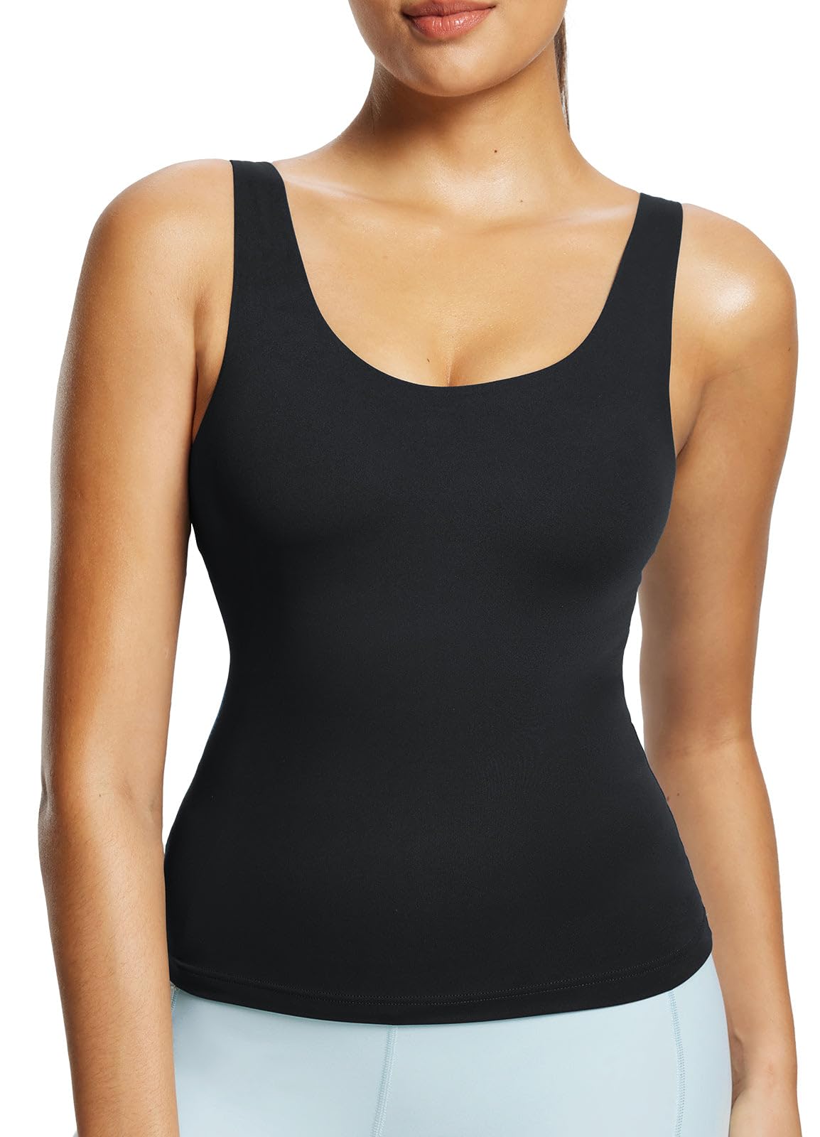 Photo 1 of baleaf Freeleaf Women's Longline Sports Bra Padded Workout Crop Tank Yoga Tops Built in Bra Athletic Camisole Black S-M