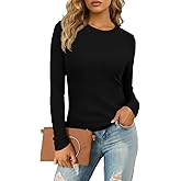 IWOLLENCE Womens Ribbed Long Sleeve Crewneck Casual Slim Basic Shirts Fitted Knit Tops