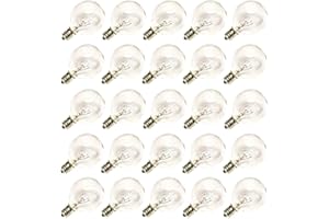 SUNSGNE Clear Globe G40 Bulbs Replacement Screw Base Light Bulbs 1.5-Inch, 5 Watt - Fits E12 and C7 Sockets, 25 Pack