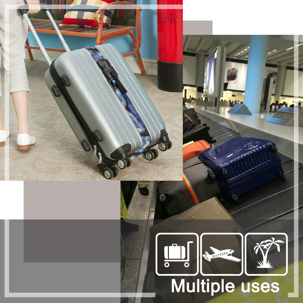 Luggage Straps Luggage Belt Non-slip Combination Lock Digital Scale TSA Compliant Van Gogh Sunflower Print Travel Suitcase Straps Accessories(Starry Night Printed)